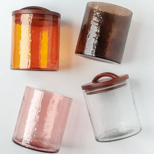 Smoke Hammered Glass Canister