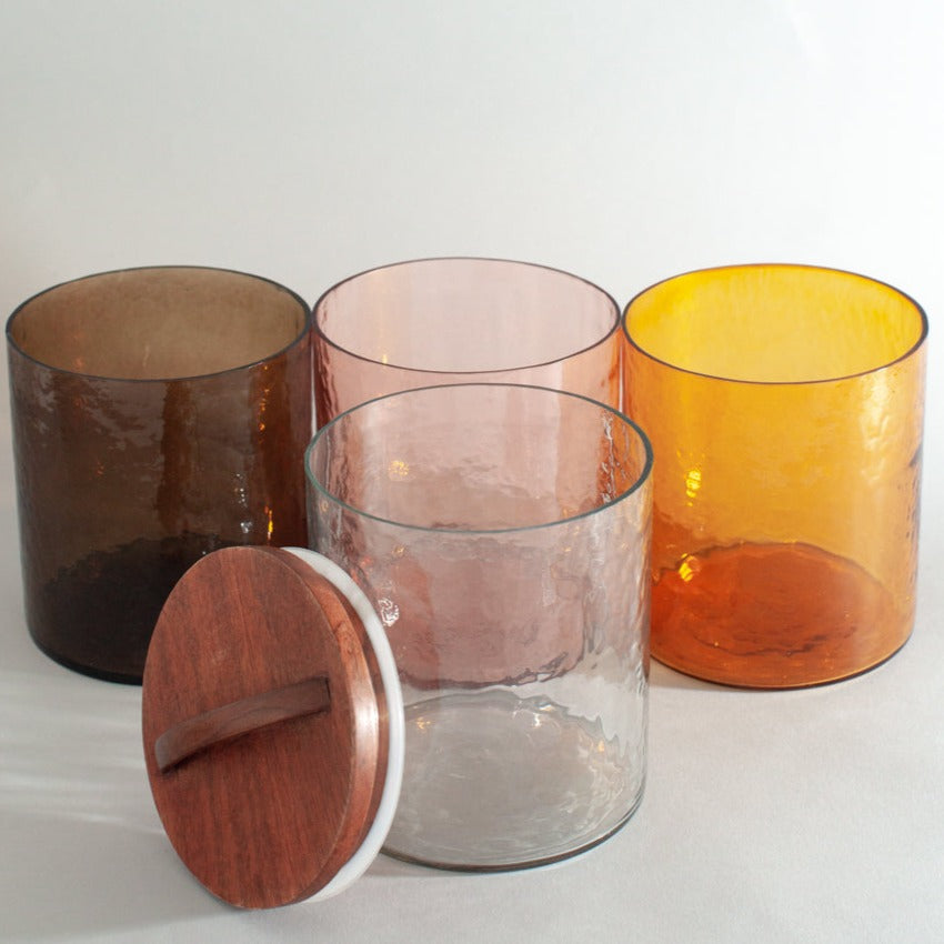 Smoke Hammered Glass Canister