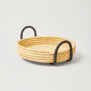 Contrast Handle Raffia Tray