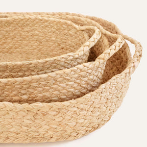 Nesting Braided Raffia Trays - Set of 3