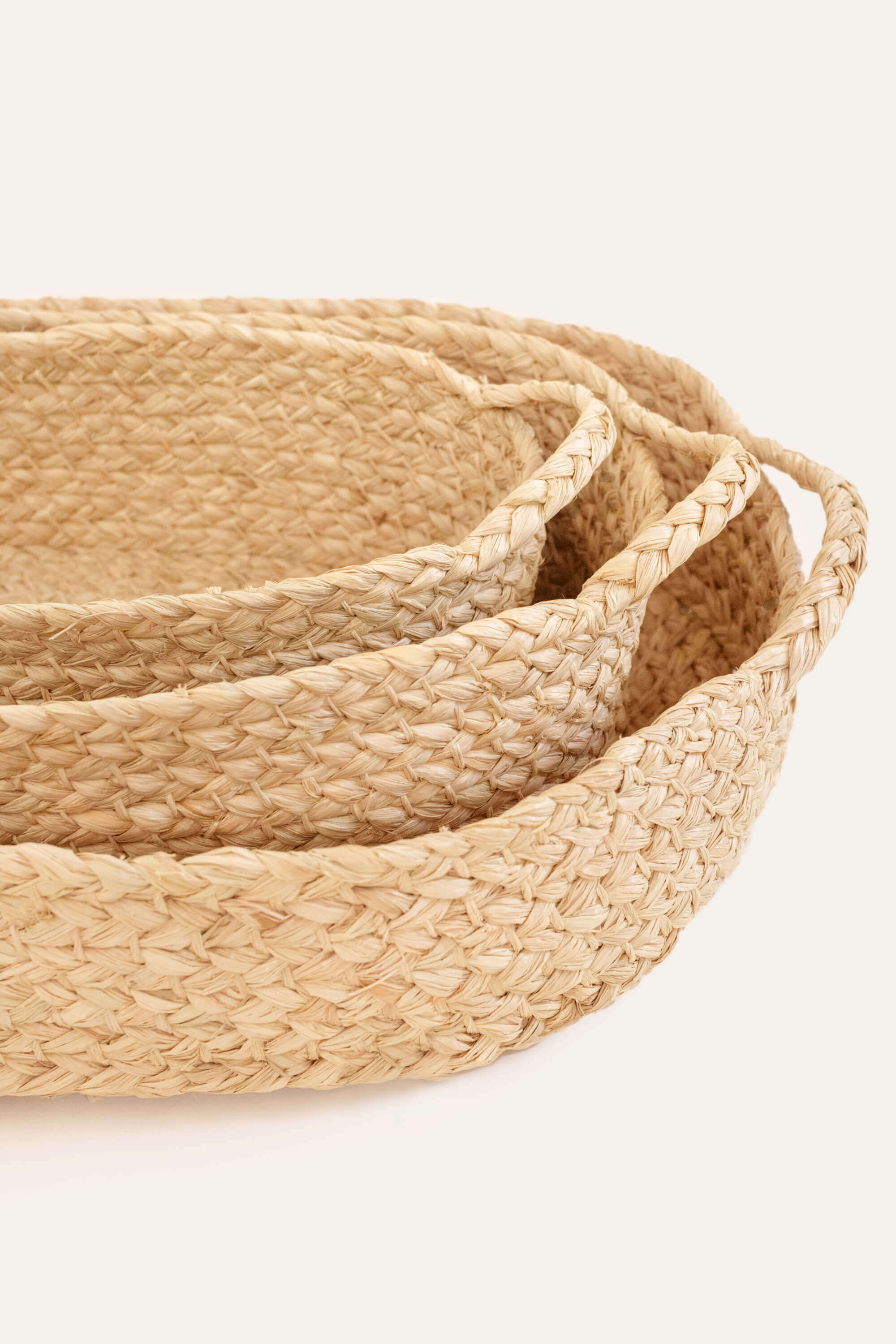 Nesting Braided Raffia Trays - Set of 3