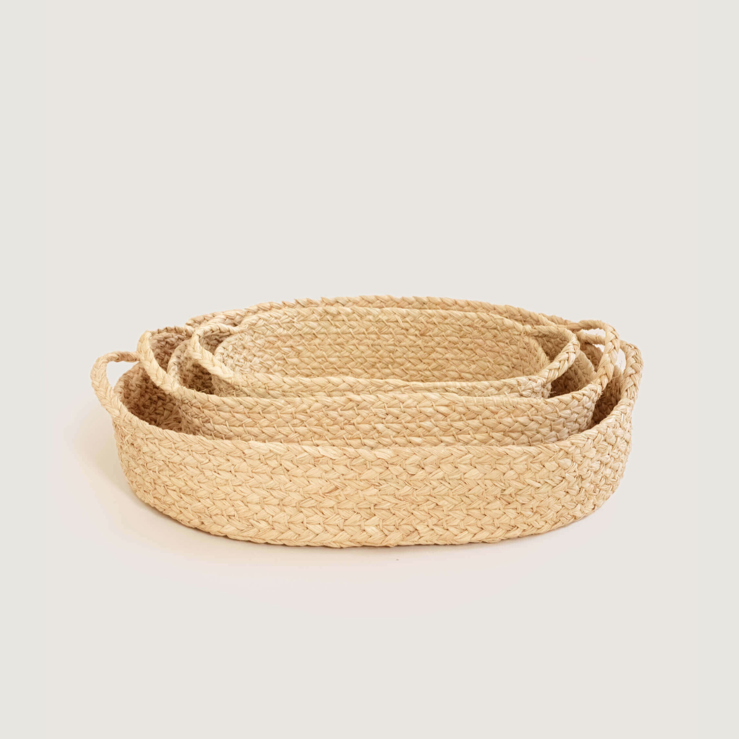 Nesting Braided Raffia Trays - Set of 3