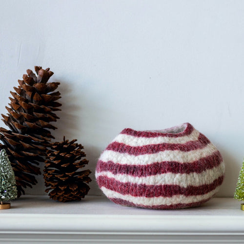 Berry Red Pathways Wool Ukhamba Bowl