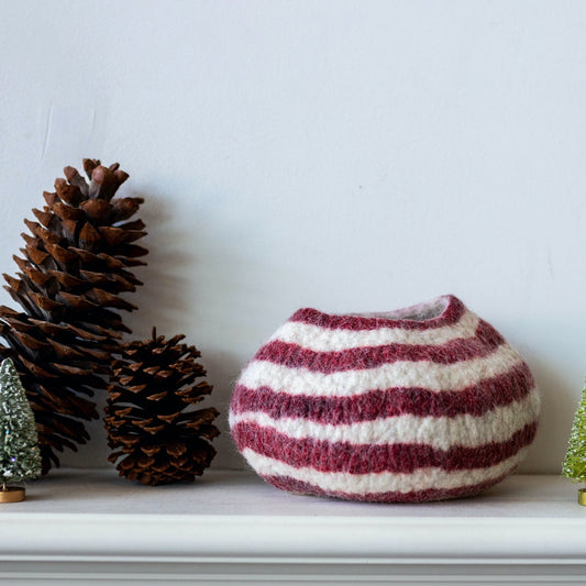 Berry Red Pathways Wool Ukhamba Bowl