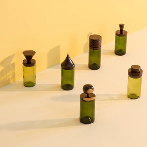 Wooden Topped Green Apothecary Jar