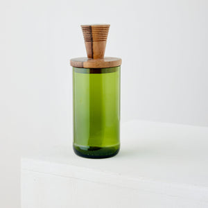 Wooden Topped Green Apothecary Jar