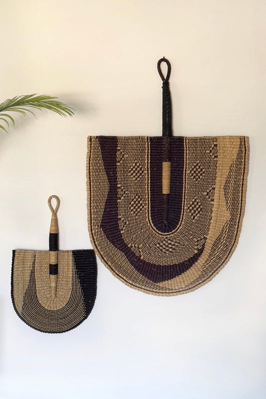Natural & Black Decorative Fan