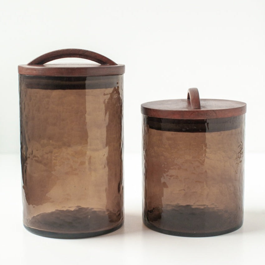 Smoke Hammered Glass Canister