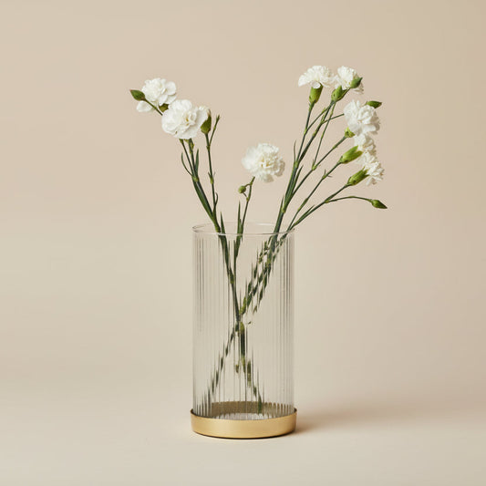 Tall Fluted Glass Vase