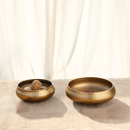 Pebbled Brass Bowls - Set of 2