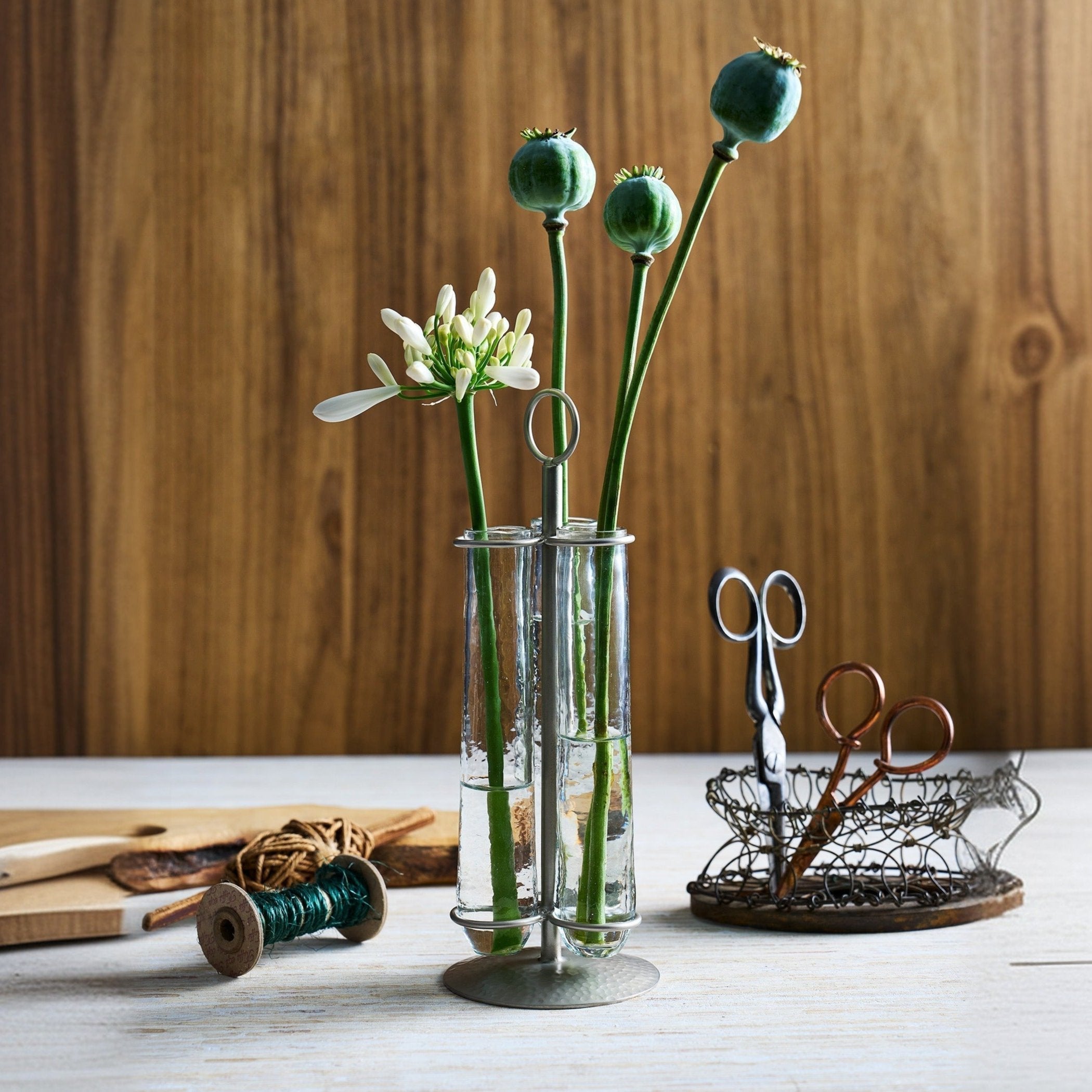 Vintage Floral Stem Vase