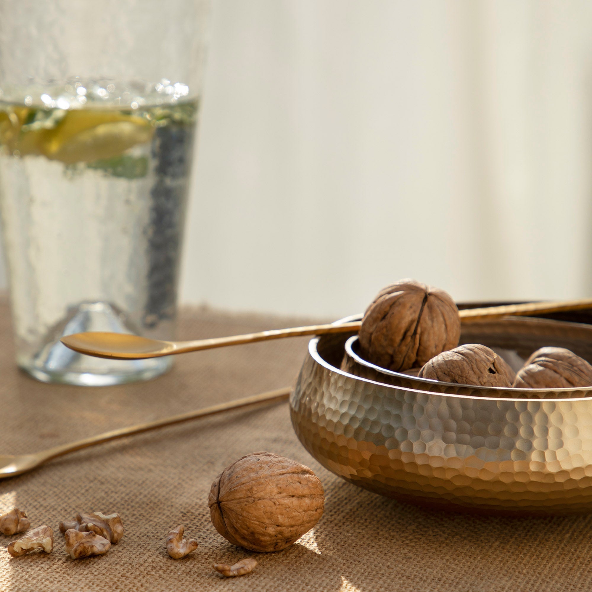 Pebbled Brass Bowls - Set of 2