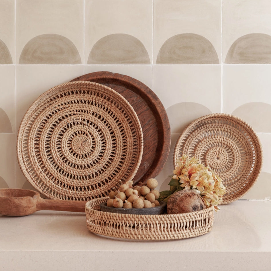 Large Round Woven Tray