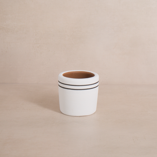 White Stripe Terracotta Planter