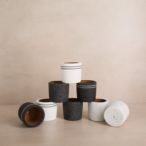 White Stripe Terracotta Planter